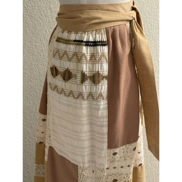 Vtg Patchwork Eyelet Lace Maxi Skirt Lined Boho Gypsy Hippie Cottagecore Renee M - Picture 4 of 16